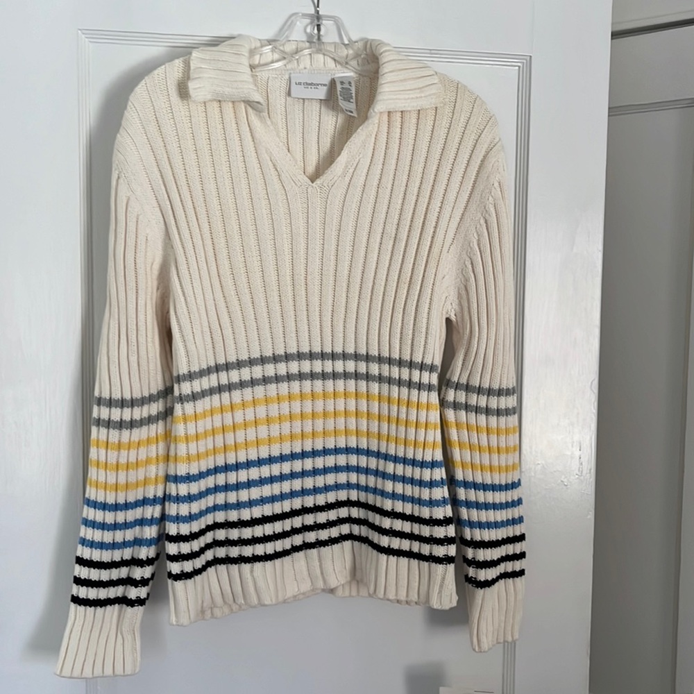 Liz Claiborne mariner style striped sweater women’s size XL